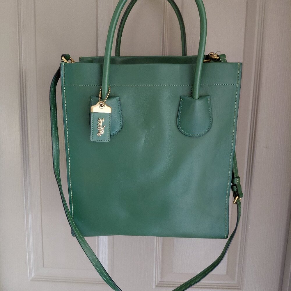 Coach Green Leather Tote New with Tags